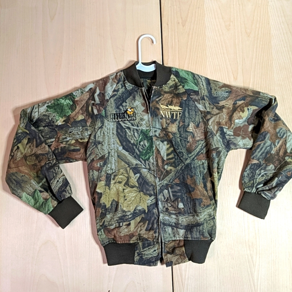 Vintage Hunting Jacket Realtree Advantage Timber Camo Coat Boys L Made in USA